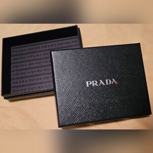 Prada Milano Wallet Wristlet Clutch Jewelry Bag Glasses Black Logo Gift Box Case